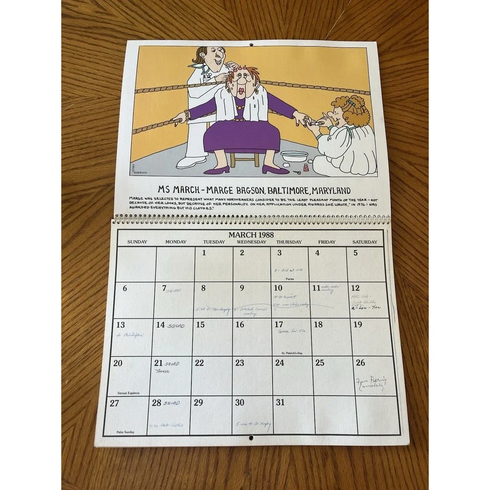 Ms of the Month Calendar Retro Vintage 1980s Hadley Robertson Funny Womens Humor
